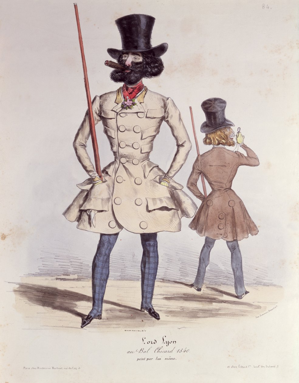 Parisian Dandies a Bal Chicardon, 1840 (színes litho) alkotó: French School