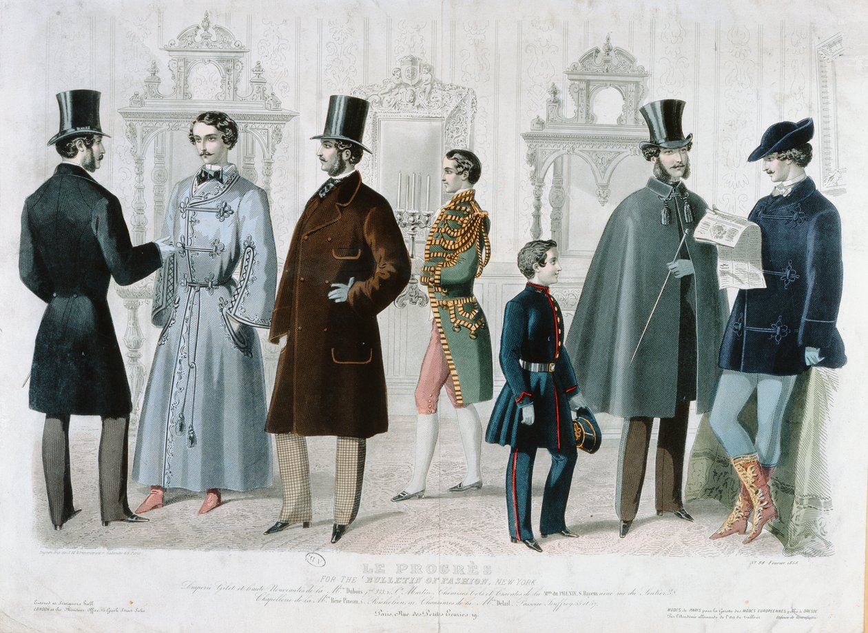 Parisian Fashion Plate for the Bulletin of Fashion, New York, 1858. február (színes gravírozás) alkotó: French School
