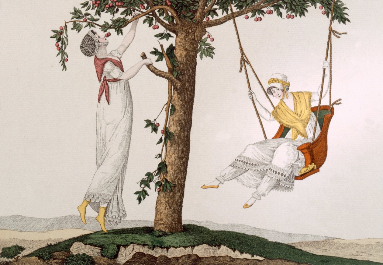 Parisian Ladies at Montmorency, 41. lemez a Le Bon Genre-ből, 1810 körül alkotó: French School