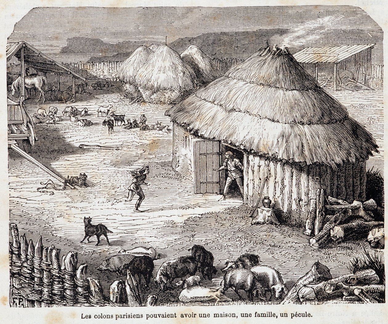 A párizsi telepeseknek lehet házuk, családjuk, házuk (Lutece gall lakosai) – „Paris a travers les centuries”-ban” alkotó: French School
