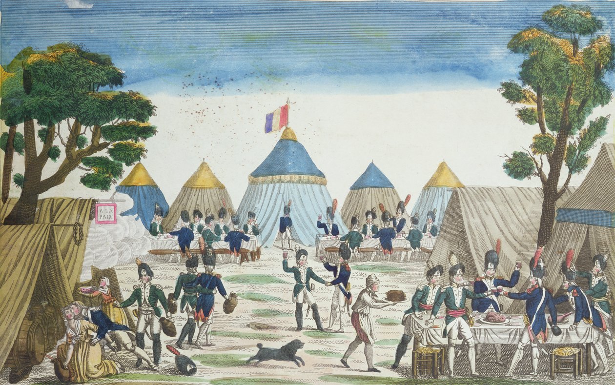 A Grande Armée gránátosai által az orosz gránátosoknak adott parti, 1807. június 30. alkotó: French School