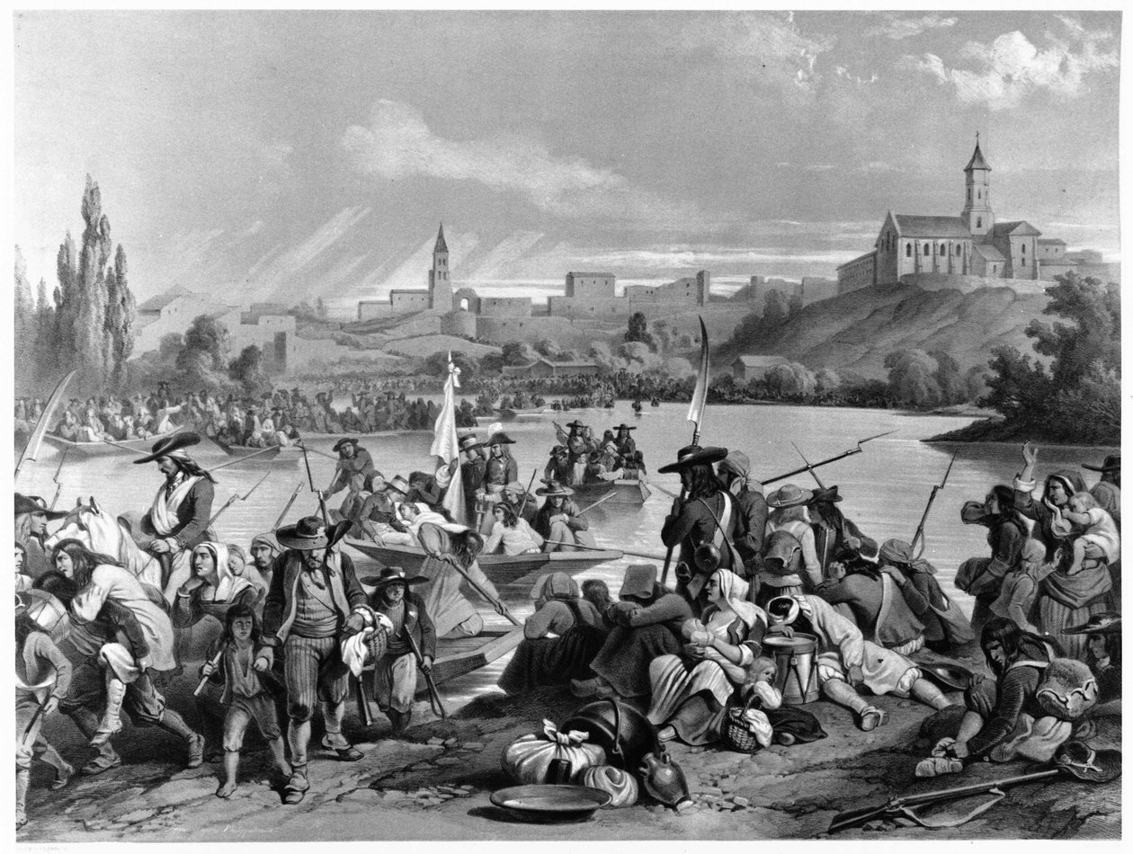 A Loire átkelőhelye a Vendée Armee által, 1793. október – koll. Dobrée Múzeum, Nantes. alkotó: French School