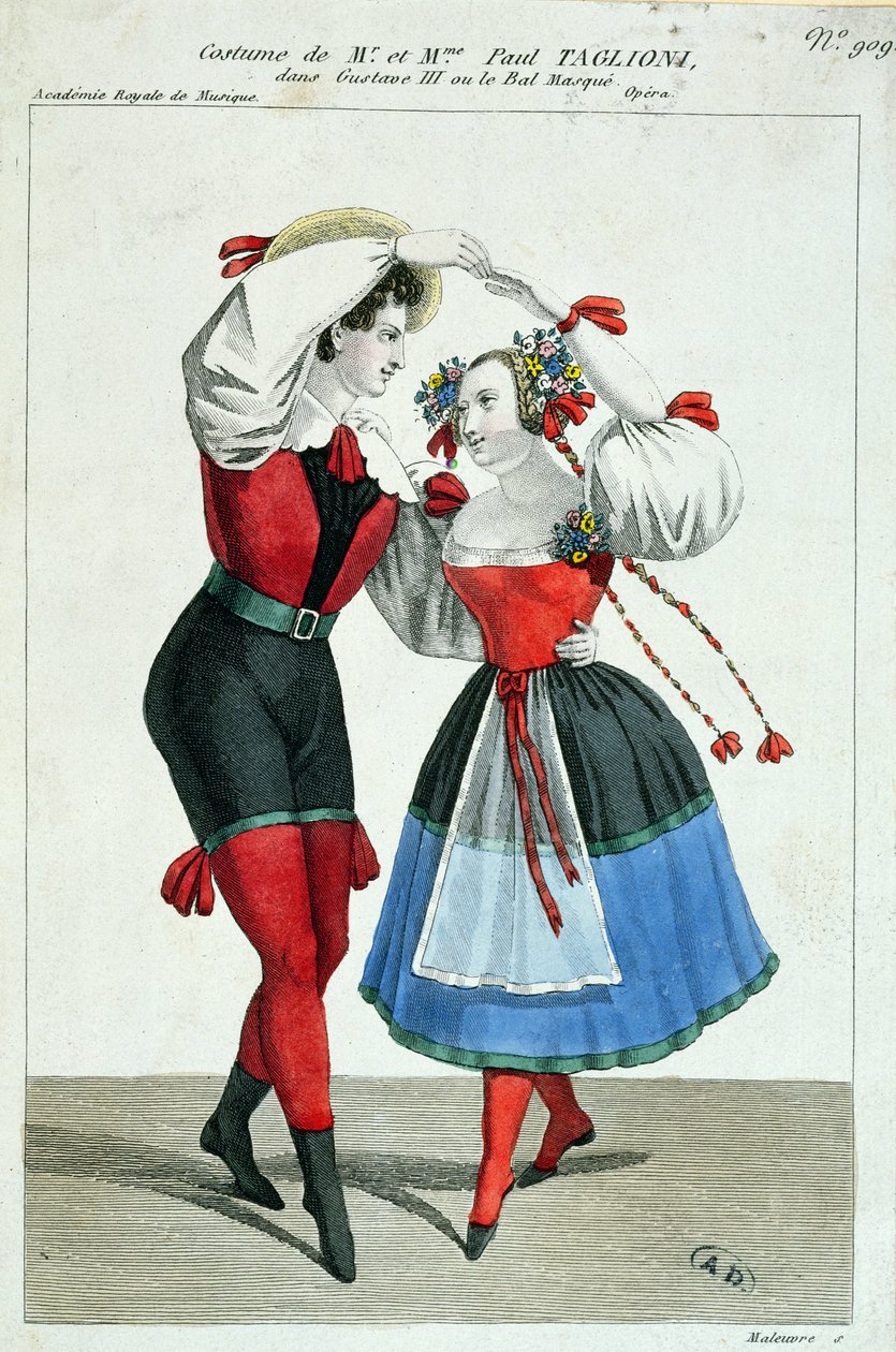 Paul Taglioni (1808-84) és felesége, Anna Galster a III. Gustave-ban táncol, 1830 körül alkotó: French School