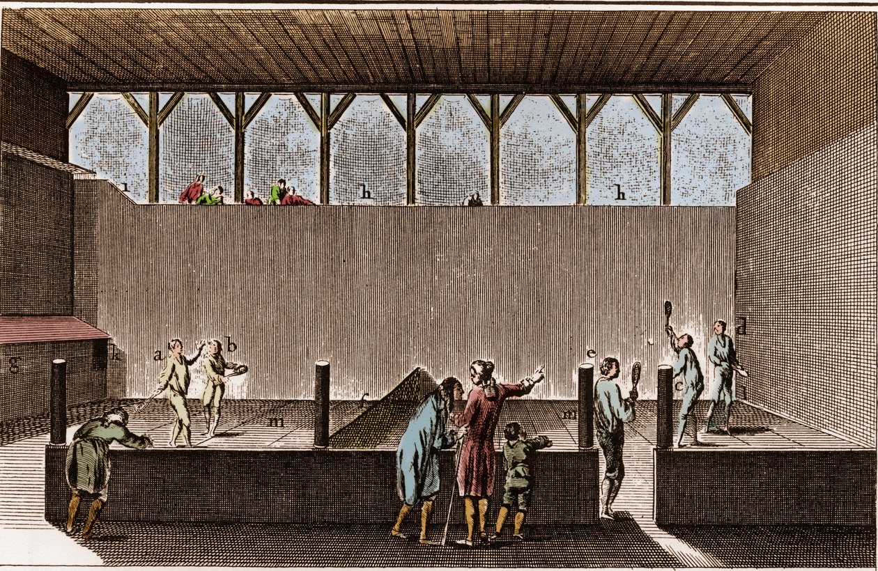 Paulmerie – Pálma- és hótalpas játék – Jeu de Paume rövid – „” La Grande Encyclopédie, ou Dictionnaire Raisonne des Sciences, des Arts et des Metiers” (Enciklopédia vagy Tudományok, Művészetek és Szakmák szótára), Denis Diderot (17413-17817) ) és J alkotó: French School
