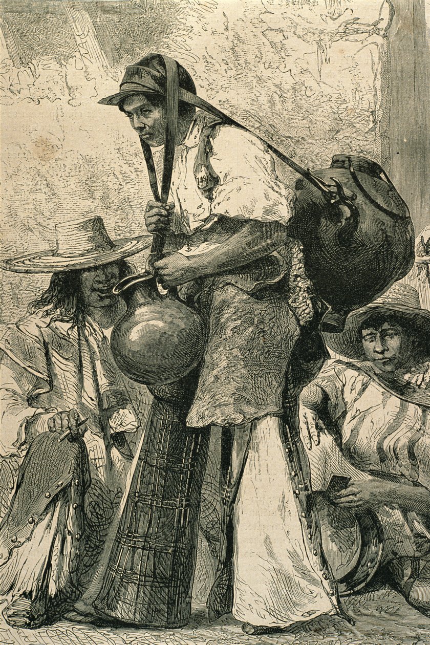 Parasztok Mexikóvárosban, 1860-as évek (metszet) alkotó: French School