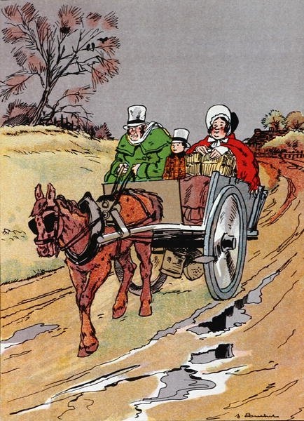 „Peggotynak egy bevásárlókosár volt a térdén”, jelenet Charles Dickens (1812-70) „David Copperfield” című művének III. fejezetéből (színes litó) alkotó: French School