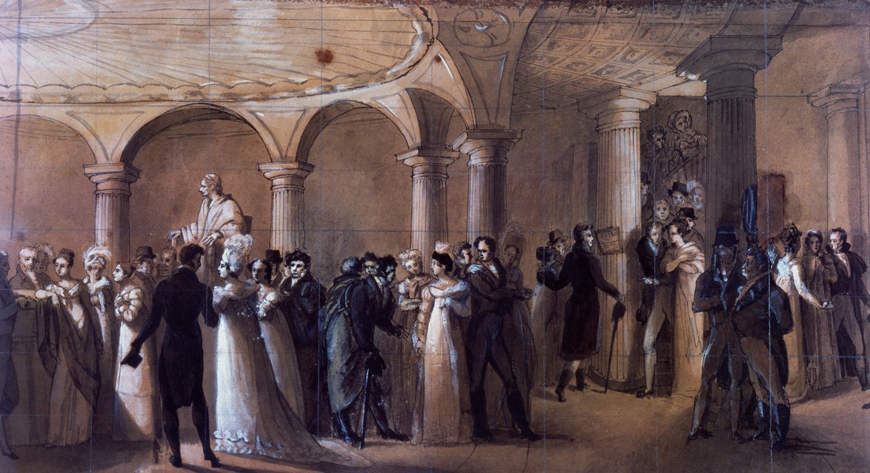 Peristyle a párizsi Theatre-Francaisban, 1822 körül (színes litó) alkotó: French School