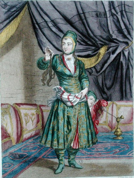 Perzsa nő, a "Levantei jelmezekről készült nyomatok gyűjteményéből", vésette Gerard Jean Baptiste Scotin (1671-1716) alkotó: French School