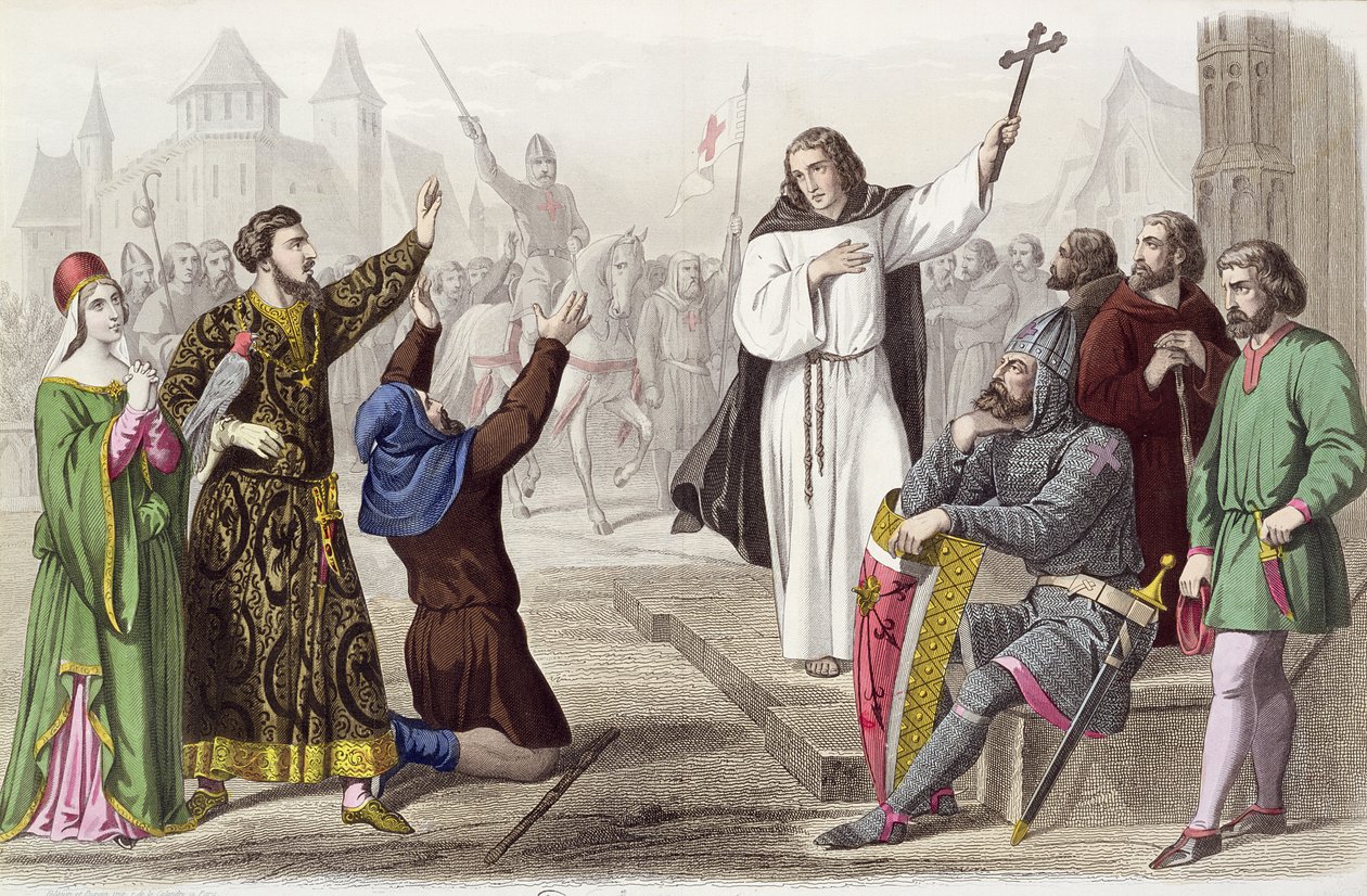 Remete Péter (1050-1115) prédikált az első keresztes hadjárat során, 1095-ben alkotó: French School