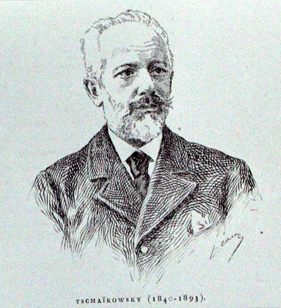 Petr Iljics Csajkovszkij (1840-93), illusztráció Albert Soubies "A zene története Oroszországban" című, Párizsban kiadott művéből. alkotó: French School