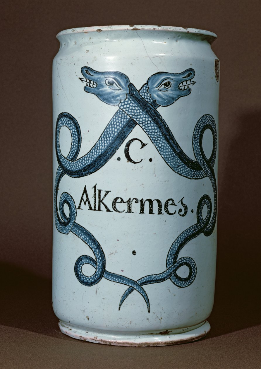 Gyógyszeres tégely Alkernes számára, Rouenből, 1770 körül (kerámia) alkotó: French School