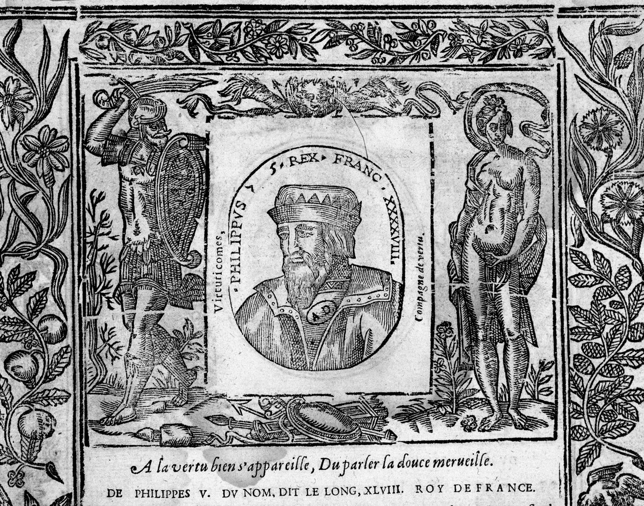 V. Fülöp, a Hosszú, medalionba vésett portré alkotó: French School