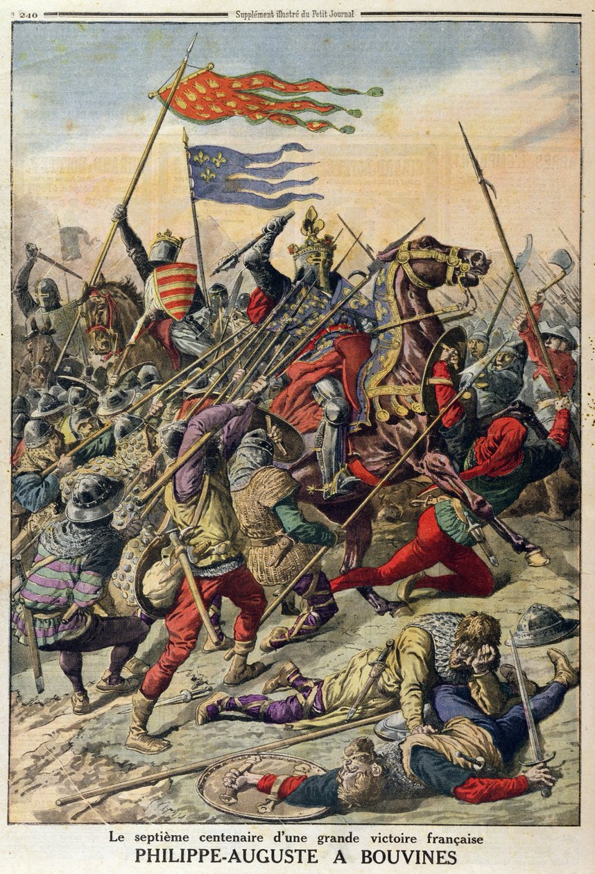 Philippe-Auguste (1165-1223), Bouvines, illusztráció a Le Petit Journalból, 1914. július 27. alkotó: French School