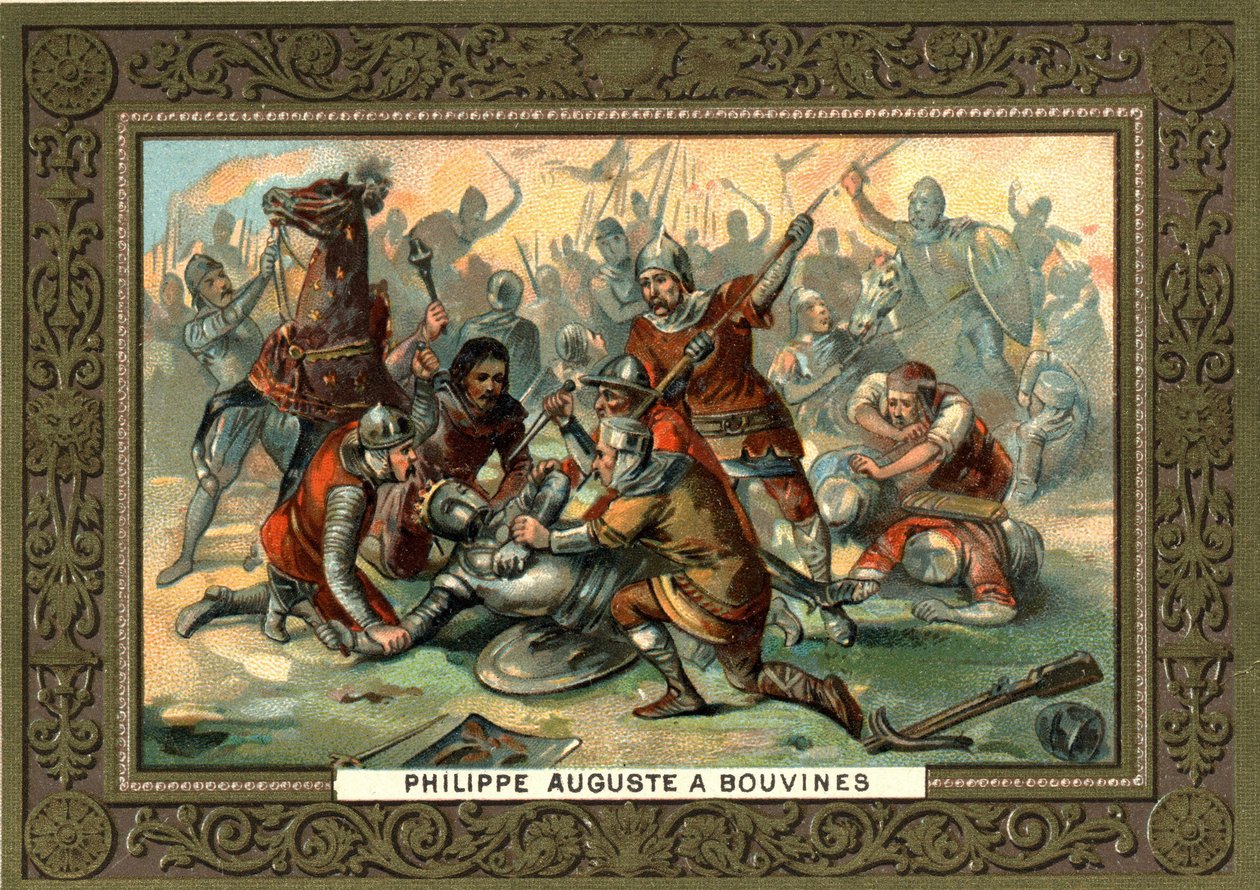 Philippe Auguste in Bouvines 1214-ben. 19. századi kromolitográfiák Coll. Bianchetti. alkotó: French School