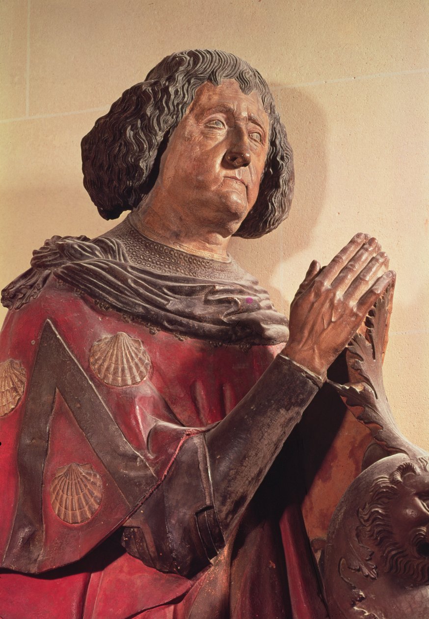 Philippe de Commynes (1447-1511) a sírjából (polikróm kő) alkotó: French School