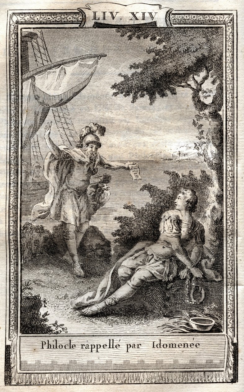Philocle felidézi Idomenee - 1798-as metszet Monnet nyomán a „Les Aventures de Telemaque, fils d