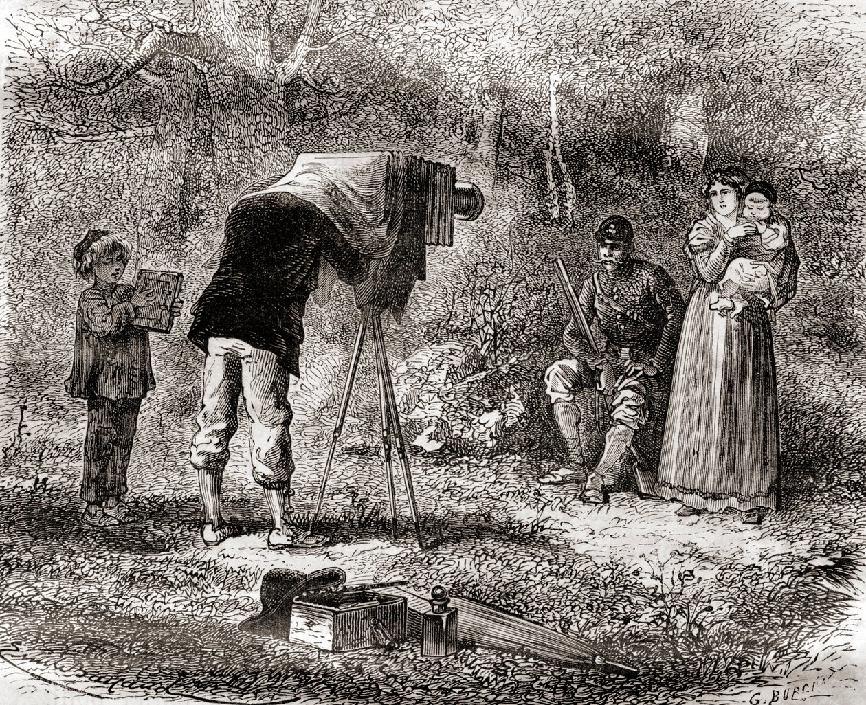 Fényképészet a 19. században, a Les Merveilles de la Science-ből, megjelent 1870 körül (metszet) alkotó: French School
