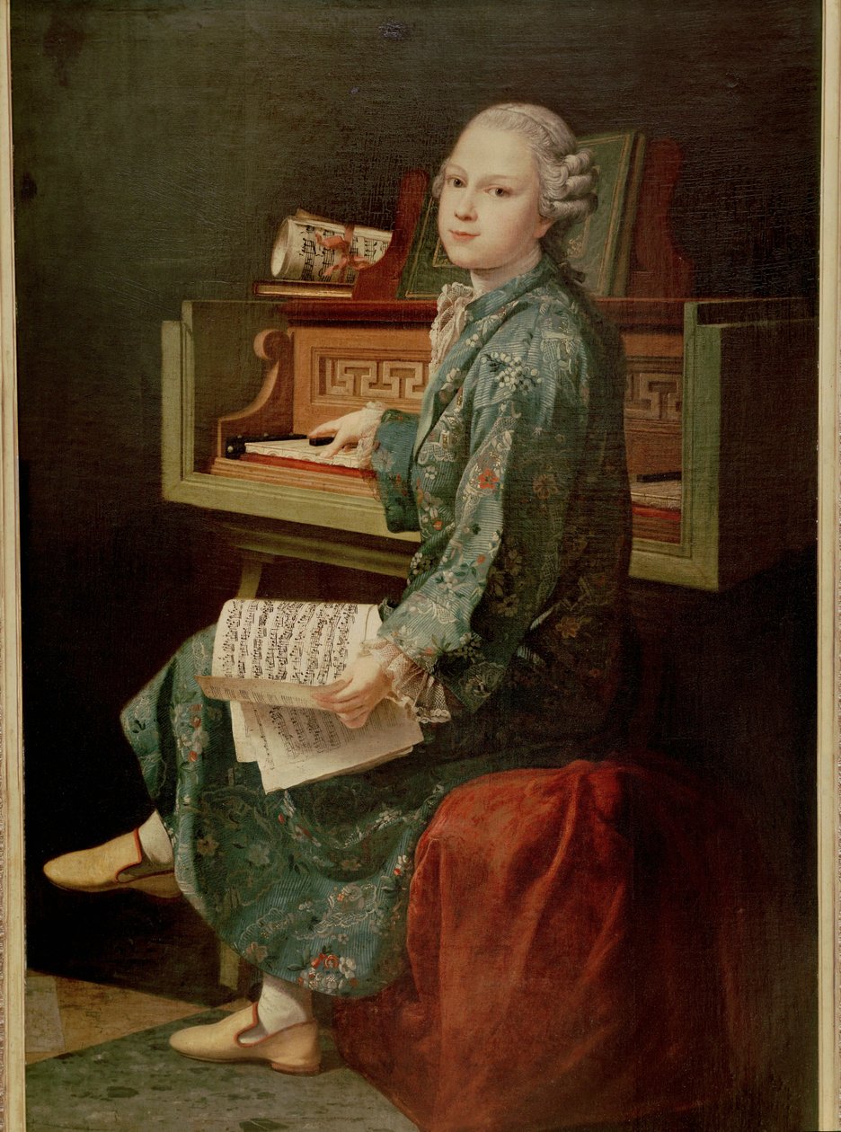 Egy fiatalember képe a zongoránál, állítólag Mozart ... alkotó: French School