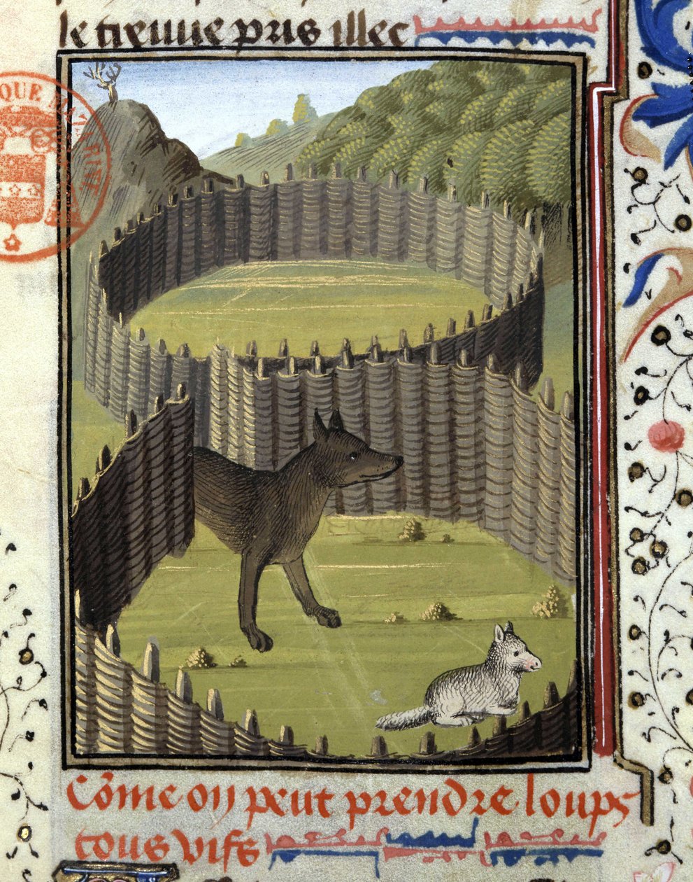 Piege a wolf – Gaston Phoebus, Foix grófja, Béarn lordjának vadászkönyvében” alkotó: French School