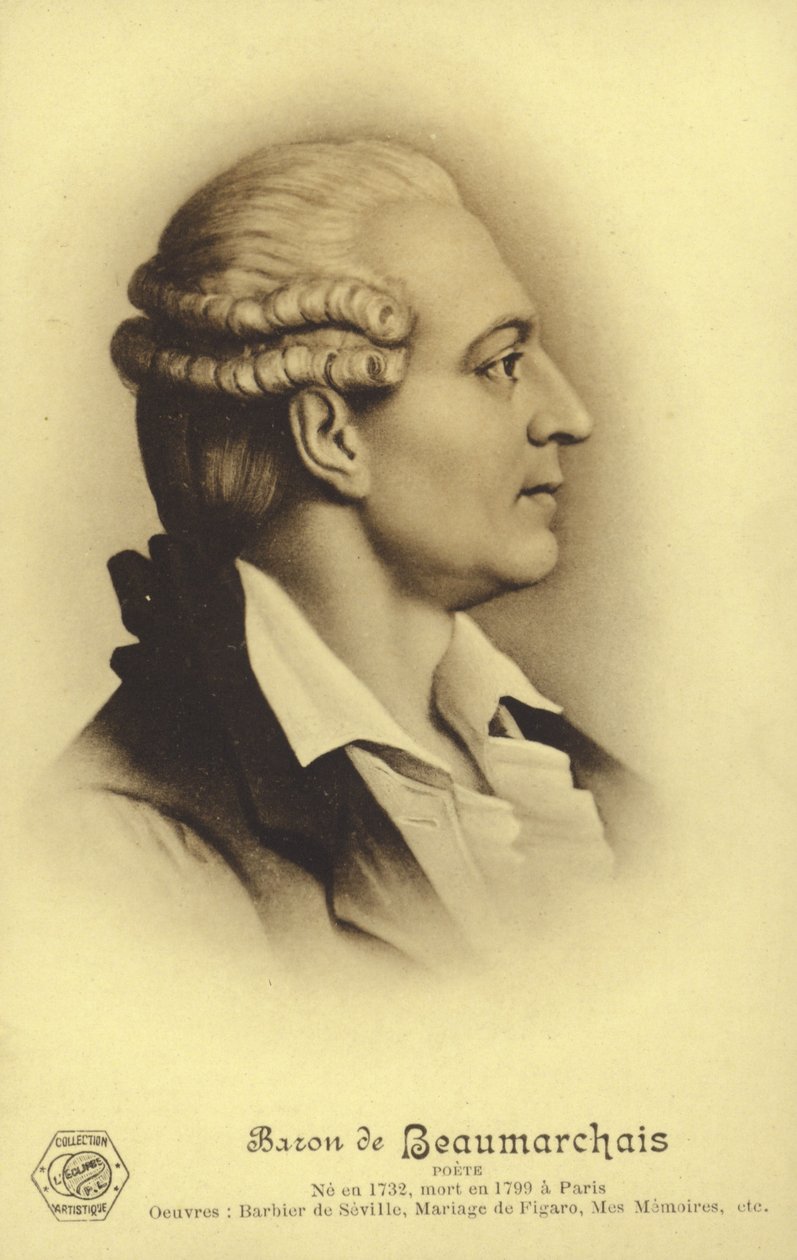 Pierre Beaumarchais (1732-1799), francia drámaíró (litho) alkotó: French School