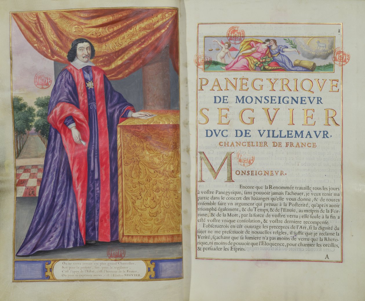 Pierre Seguier (1588-1672) Franciaország kancellárja, illusztráció a Les Panegyriques des Hommes Illustres de Notre Siecle-ből, Puget de la Serre, 1655 alkotó: French School