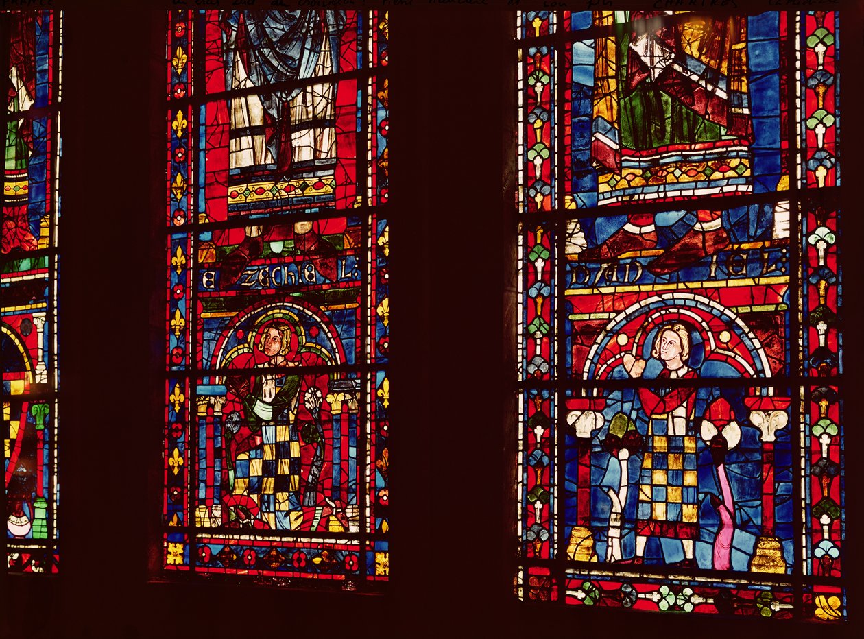 Pierre de Dreux (1190-1250) és fia, Jean de Bretagne (1237-86) részlet a déli kereszthajó lándzsás ablakából, 1217-25 körül alkotó: French School