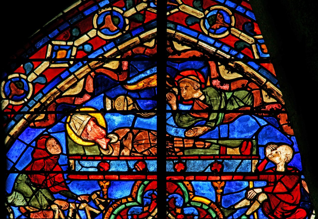 Zarándokok és egy angyal Thomas Becket sírjánál (w18) alkotó: French School
