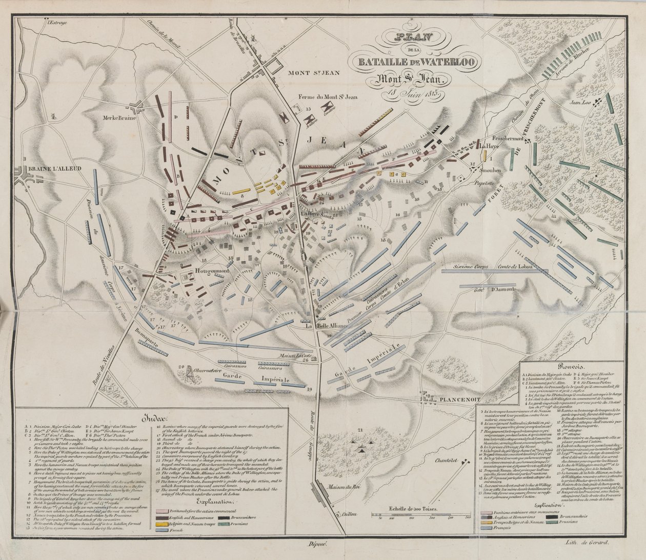 A Waterloo-i csata térképe, Mont St Jean alkotó: French School