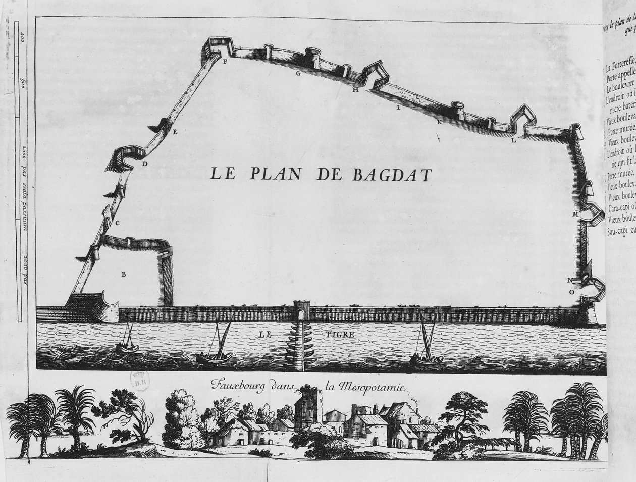 Bagdad térképe: J. B. Tavernier hat utazása, 1676 alkotó: French School