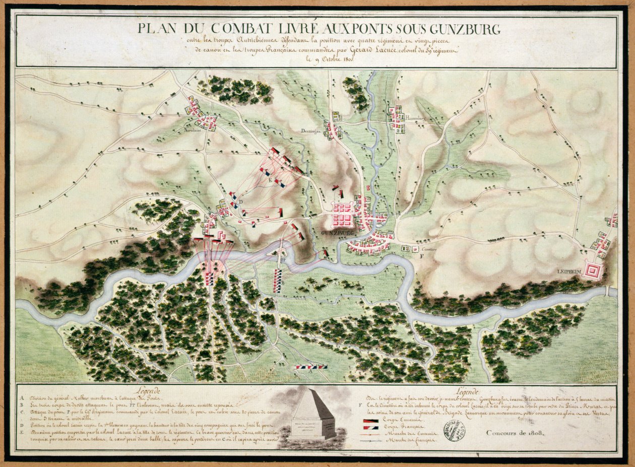 Az osztrák és francia csapatok között 1805-ben, 1808-ban lezajlott gunzburgi csata eseményeinek terve alkotó: French School