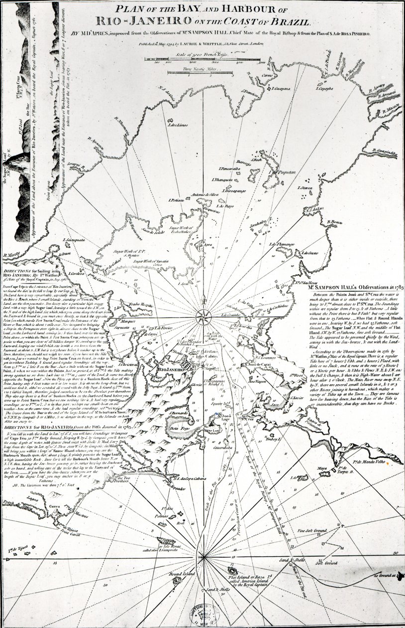 A Rio de Janeiro-i öböl és kikötő terve Brazília partján, 1794 alkotó: French School
