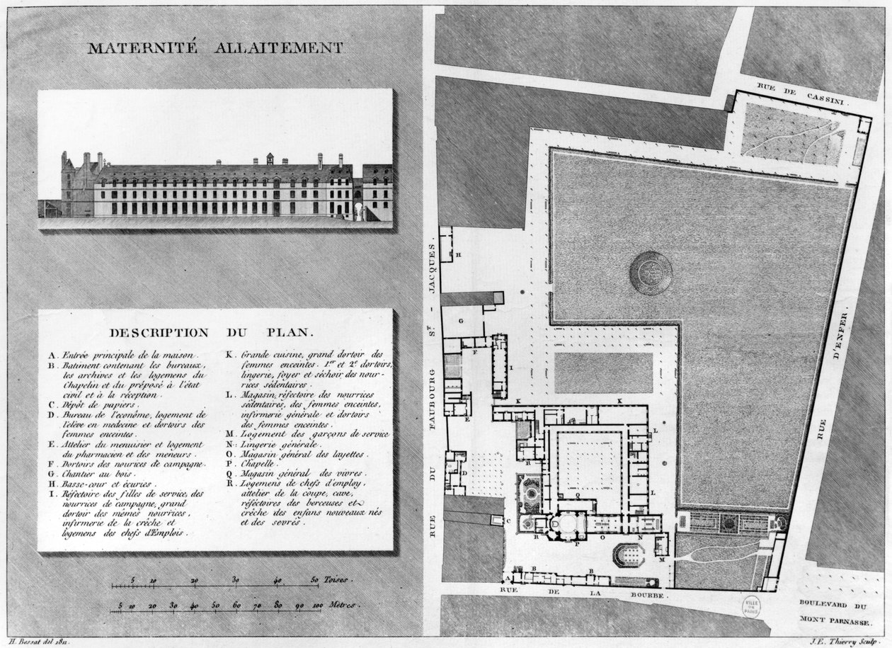 A Maternite Port-Royal terve, Jacques Etienne Thierry (1750-1832) vésette H. Bessat nyomán, 1811 alkotó: French School