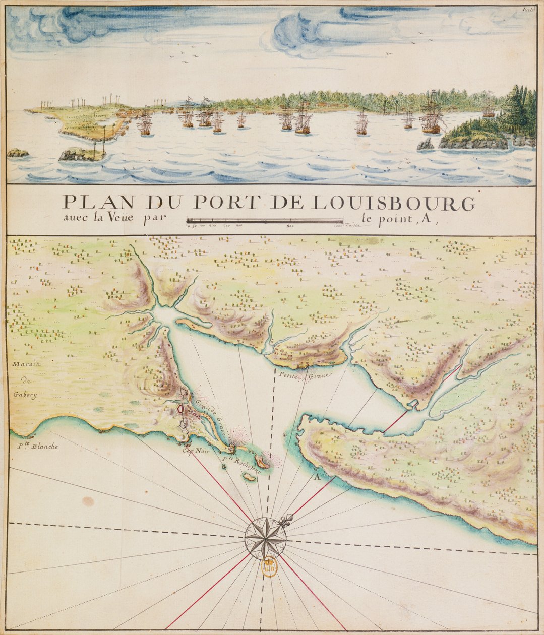 Louisbourg kikötőjének terve (wc papíron) alkotó: French School