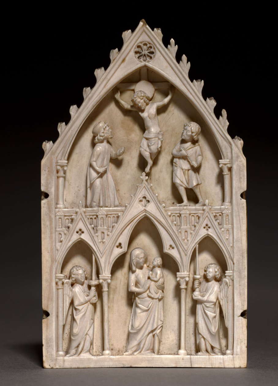 Emléktábla: A keresztre feszítés és a Szűz és a gyermek angyalokkal, 1250-1270 alkotó: French School