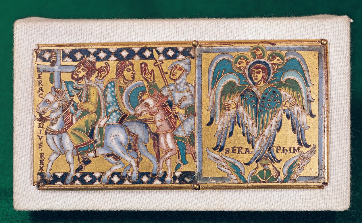 Hérakleioszt (kb. 575-641) és Ezékiel látomását ábrázoló emléktábla, Mózai iskola (festett zománc) alkotó: French School