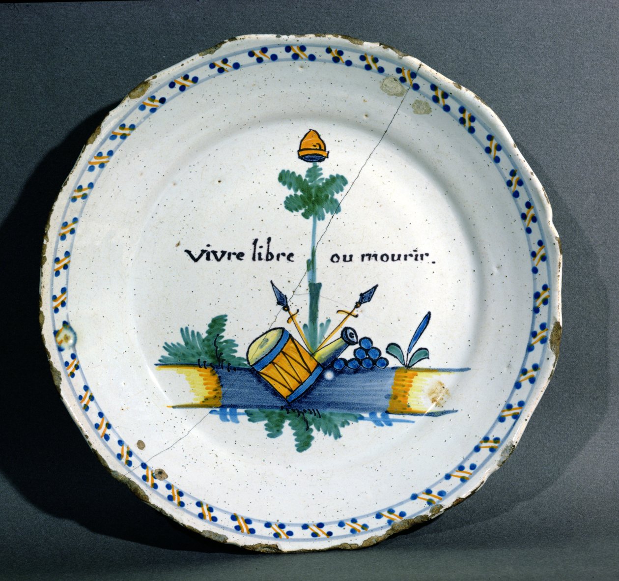 A Szabadságfát ábrázoló tábla, amely a szabadságot vagy a halált hirdeti, 1792 körül (kerámia) alkotó: French School