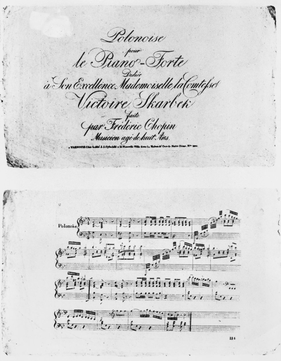 Polonéz zongorára, Victoire Skarbek grófnőnek ajánlotta, írta Frederic Chopin (1810-49) 8 évesen alkotó: French School