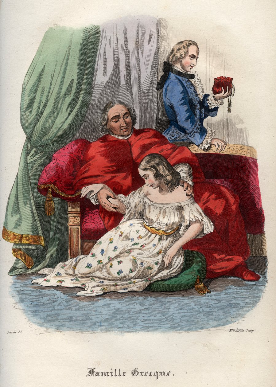 VI. Pius pápa (Pie, Pio) (1717-1799) elcsábít egy fiatal nőt alkotó: French School
