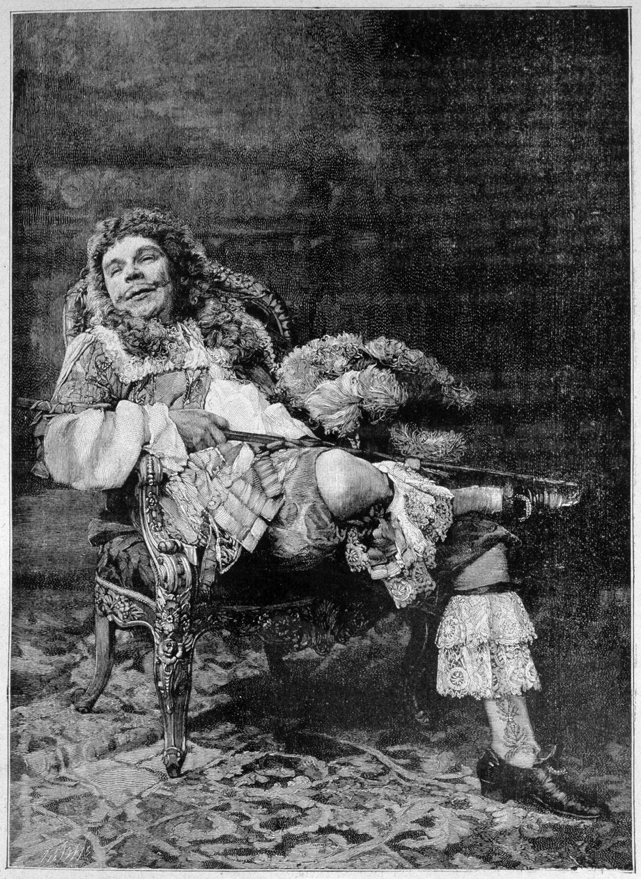 Poppy Mascarille szerepében Molière „Les Precious Rididcules” című művében. alkotó: French School