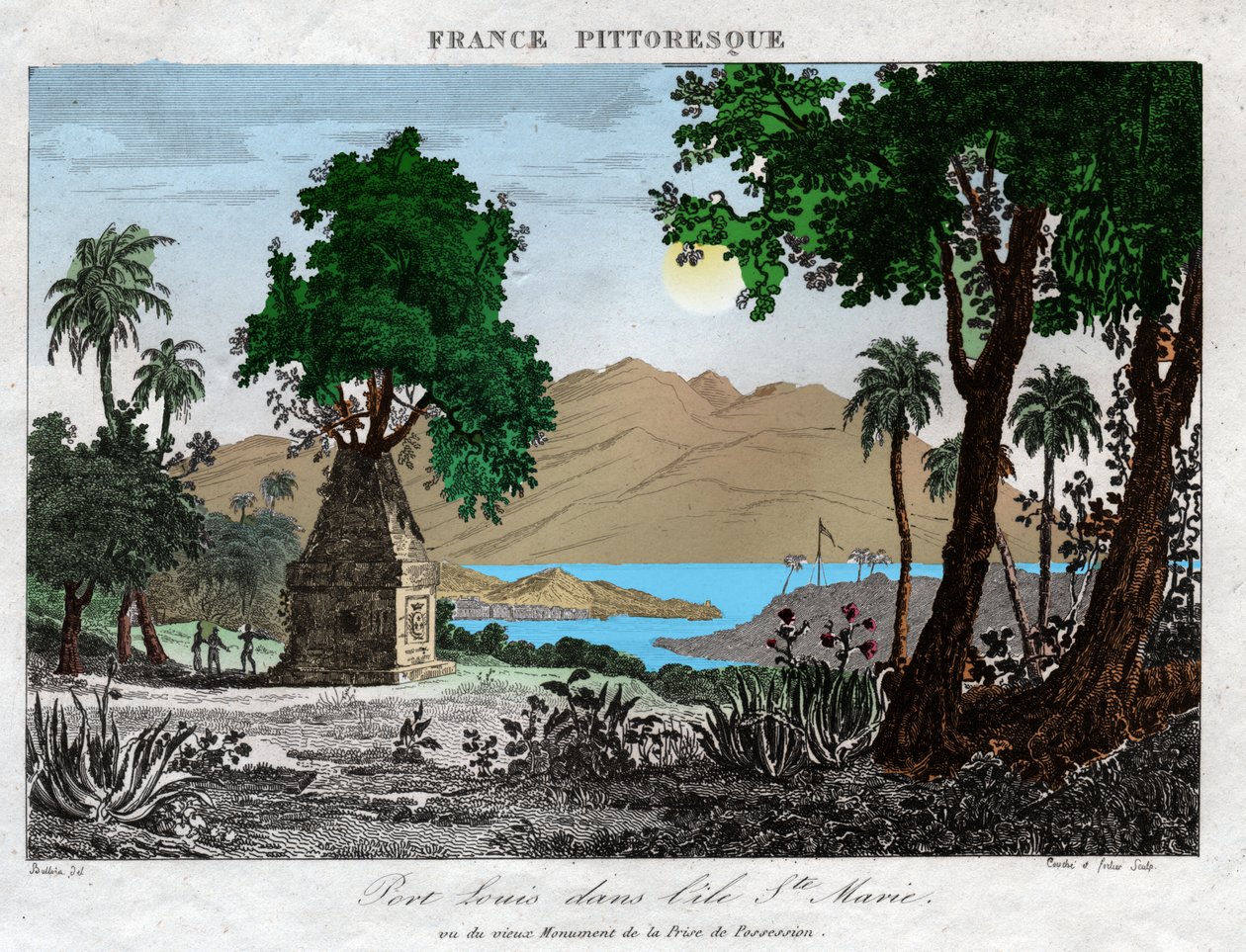 Port Louis Madagaszkáron. (metszet, kb. 1850) alkotó: French School