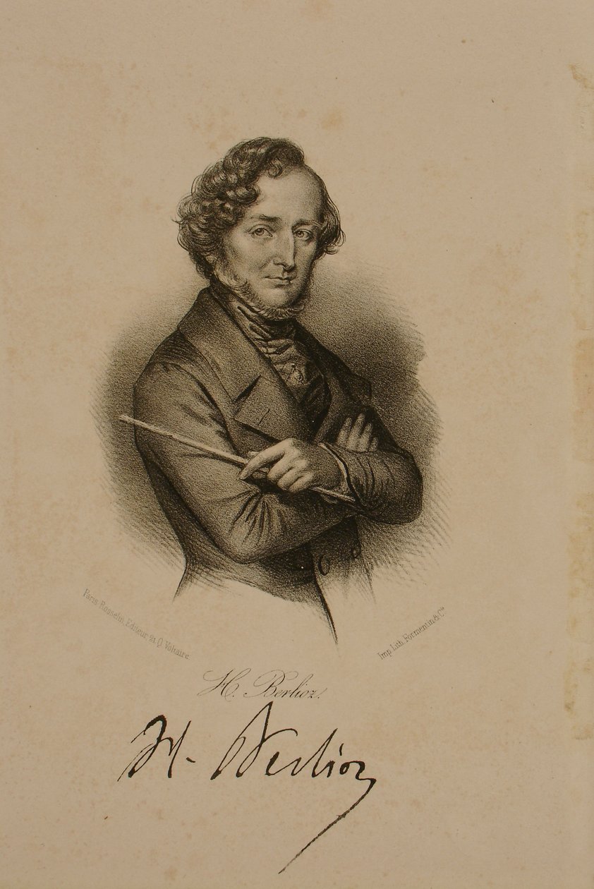 Hector Berlioz (1803-69) arcképe és aláírása alkotó: French School