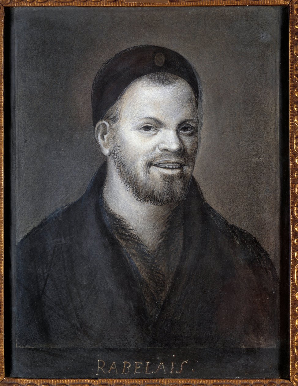 A portré Francois Rabelais-t (1494-1553), francia írót és orvost feltételezi. A Francia Iskola rajza, 22,5 x 17 cm alkotó: French School