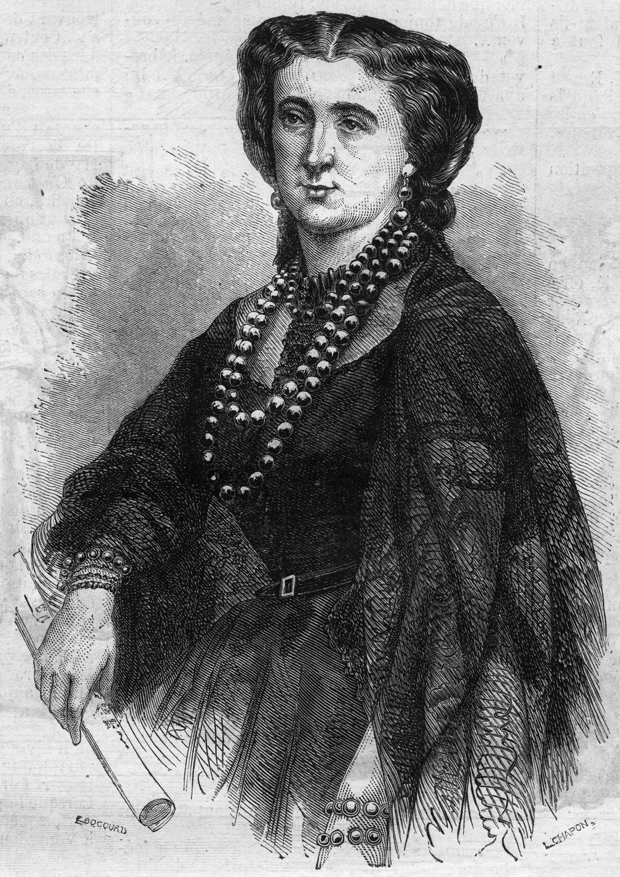 Anna de La Grange (Lagrange) (1824-1909) francia énekesnő portréja. Metszet a „Le Monde Illustre” 341. sz.-ban, 1863. október 24-én. alkotó: French School