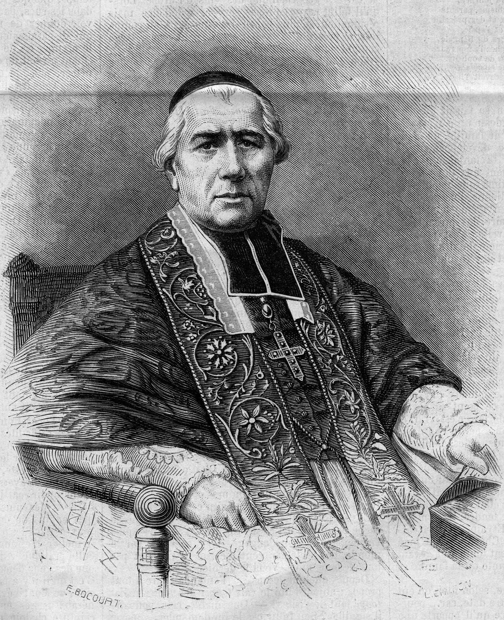 Francois Nicolas Madeleine Morlot (1795-1862), párizsi érsek portréja. Metszet a "Le Monde Illustre" 299. sz.-ban, 1863. január 3-án. alkotó: French School