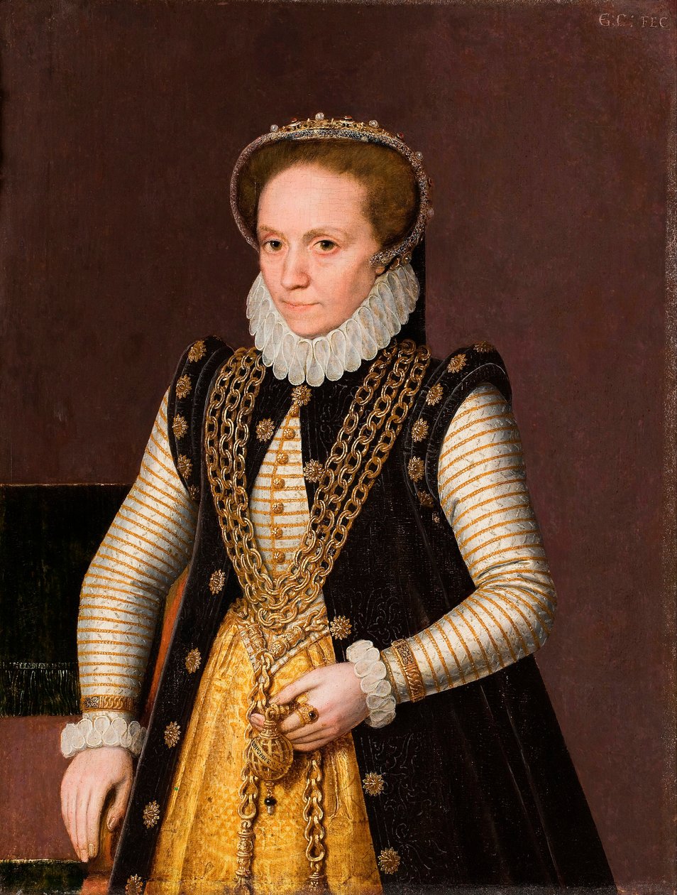 ""Anonim francia nemesasszony portréja"" (Ismeretlen francia nemesasszony portréja) Festmény a francia iskolából 1560 - Olaj, fa Mérete 35x27 cm Hallwylska Museet, Stockholm alkotó: French School