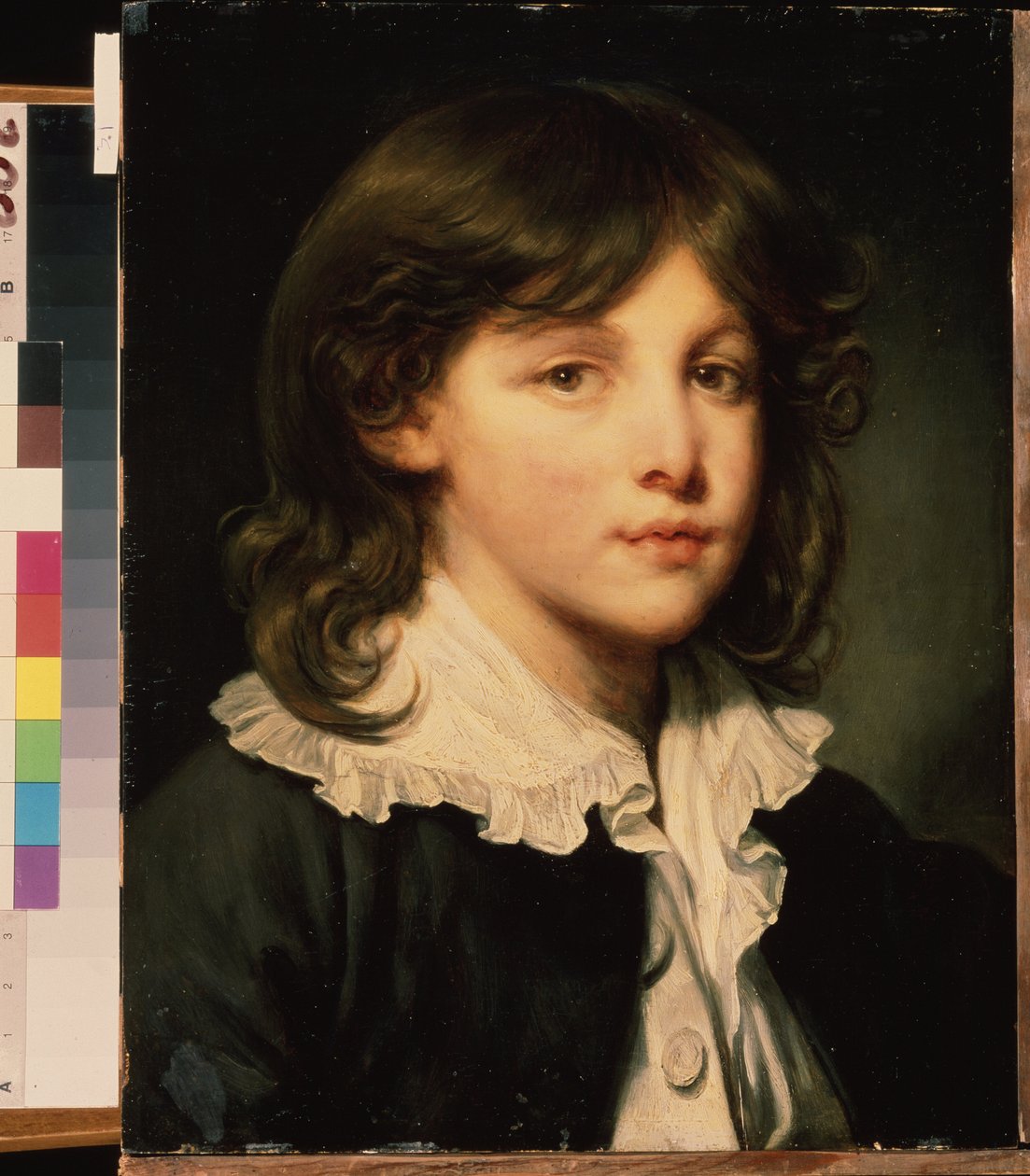 ""Fiú portréja"" (Fiú portréja) Fiatal, hosszú hajú tinédzser. Francia iskolai festészet. 18. század végi Puskin Múzeum, Moszkva alkotó: French School