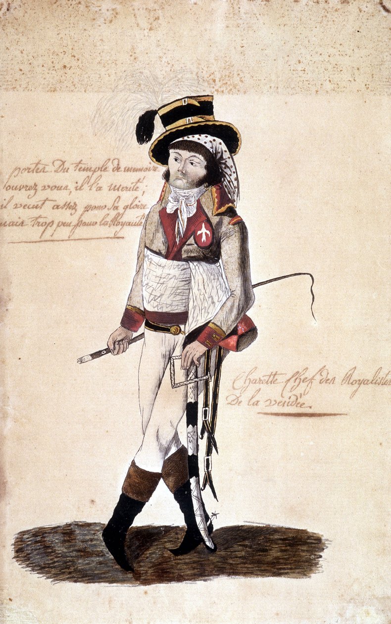 Francois Athanase (Francois-Athanase) de Charette de la Contrie (1763-1796), a nantes-i Vendée - Dobrée Múzeum királypárti vezetőjének egész alakos portréja alkotó: French School