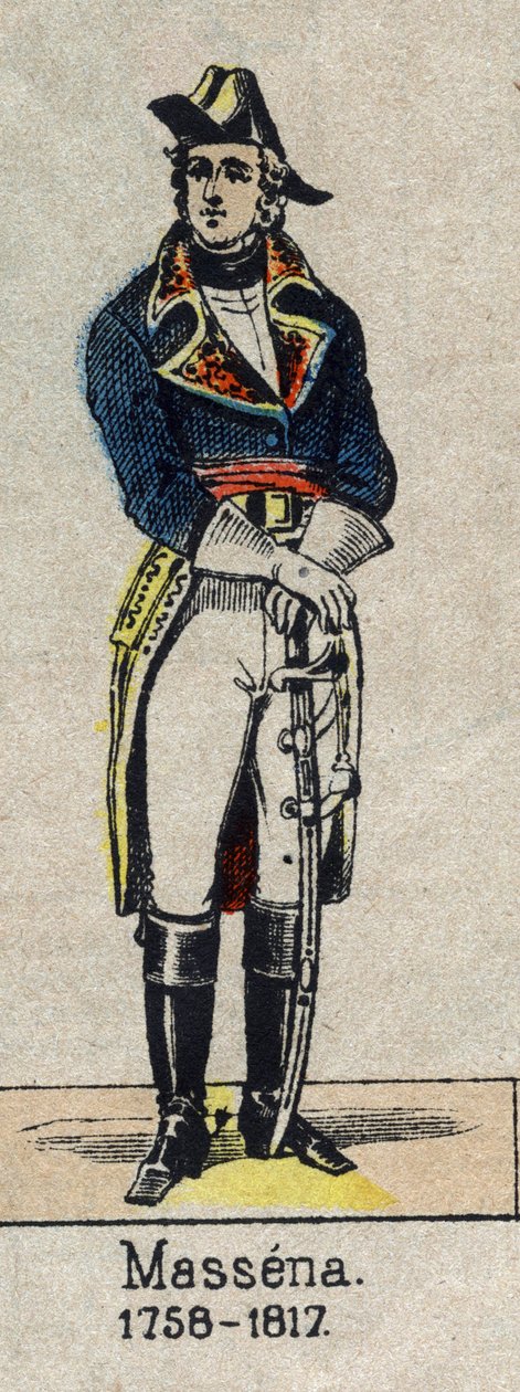 Andre Massena, Rivoli hercegének (1756-1817), Essling hercegének, a Birodalom marechaljának portréja lábán”” Epinal képe a 19. század végéről. alkotó: French School