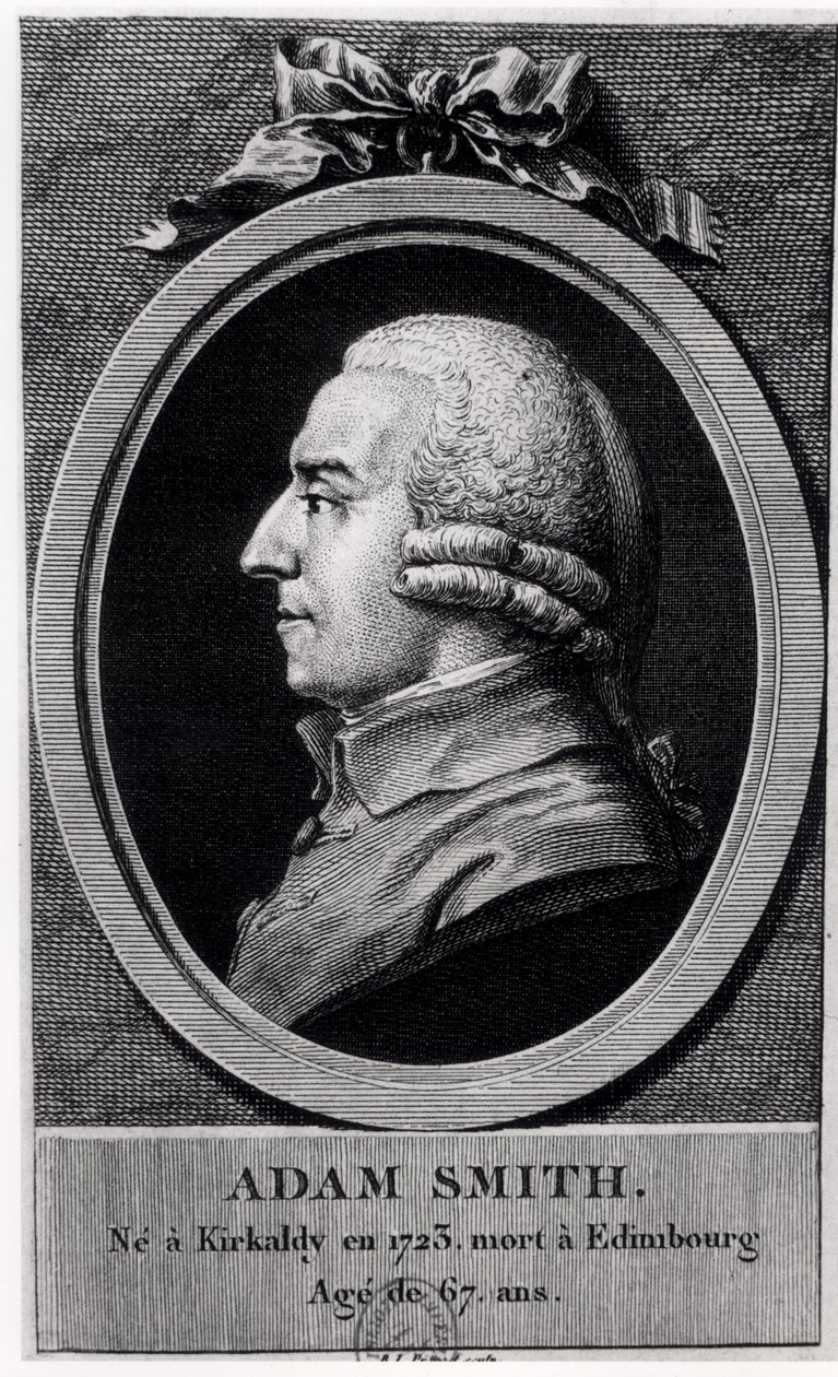 Adam Smith (1723-90) portrémedalion alkotó: French School