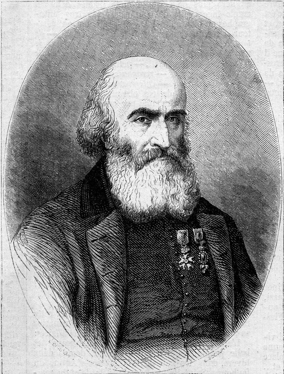 Francois Bourgade abbé (1806-1866), a karthágói Szent Lajos-kápolna Chamonier-jének (Tunézia) portréja. Metszet a „” Le Monde Illustré”” 251. számában, 1862. február 1. alkotó: French School